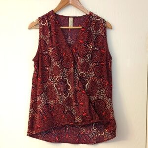 Allison Joy Red Sleeveless Wrap Blouse